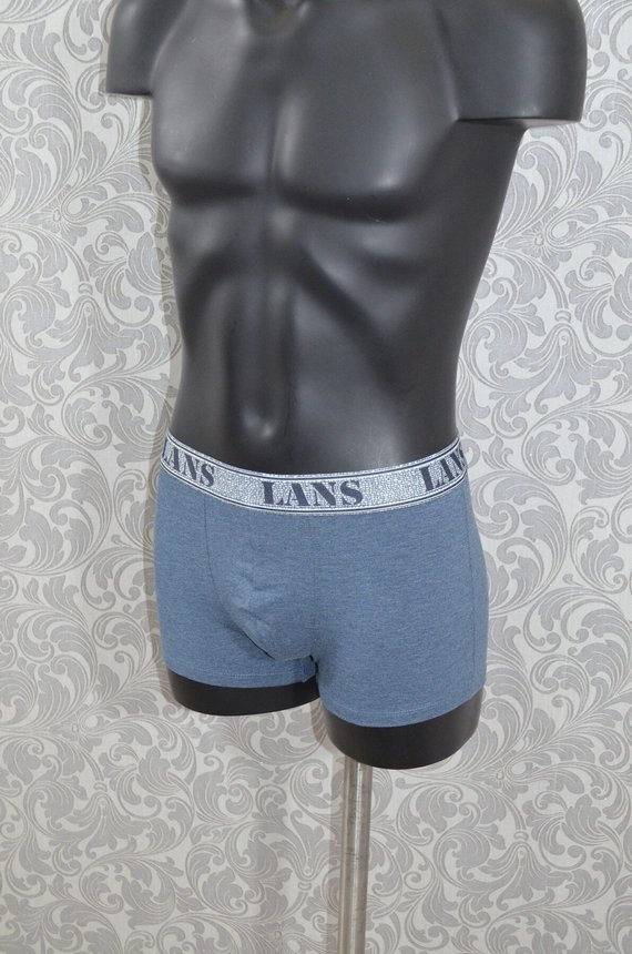 Мужские трусы шорты из открытым поясом из вискозы с логотипом Lans, размер L, azure