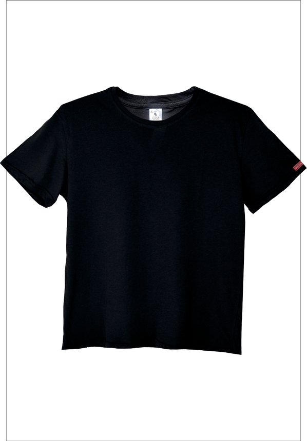 Летняя прохладная футболка Lans с круглым воротом, размер 3XL, black