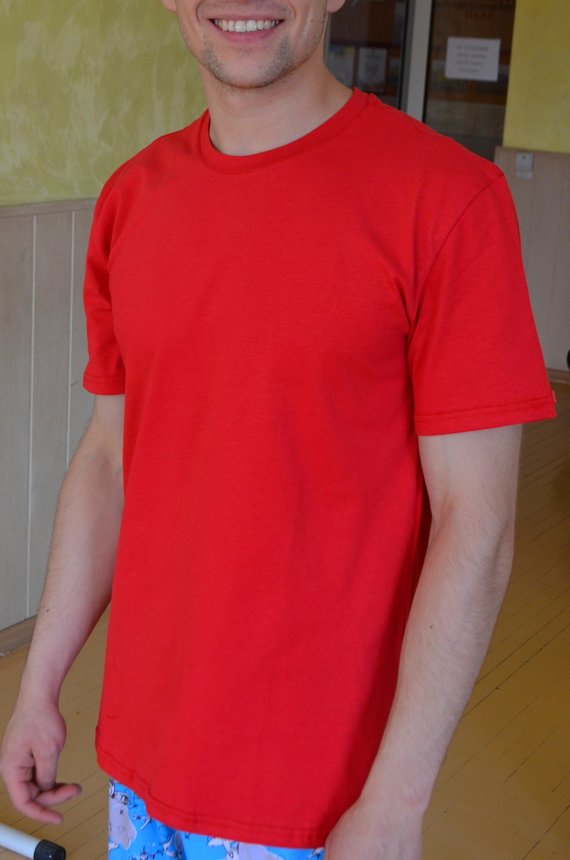 Летняя прохладная футболка Lans с круглым воротом, размер 3XL, red
