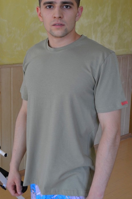 Летняя прохладная футболка Lans с круглым воротом, размер M, olive